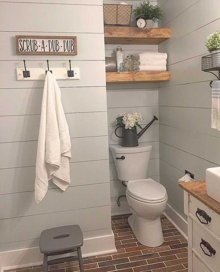 Diy Home Hooks For Towels Farmhouse Bathroom Shiplap Brick